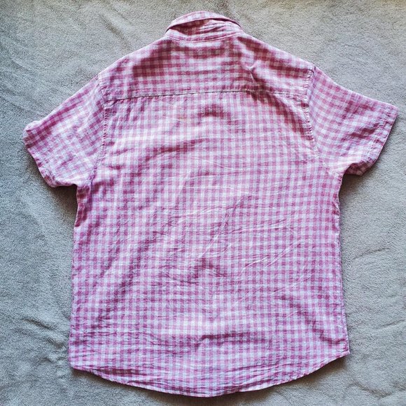 Essex Crossing gingham pastel pink flannel button-up tshirt - Picture 3 of 3